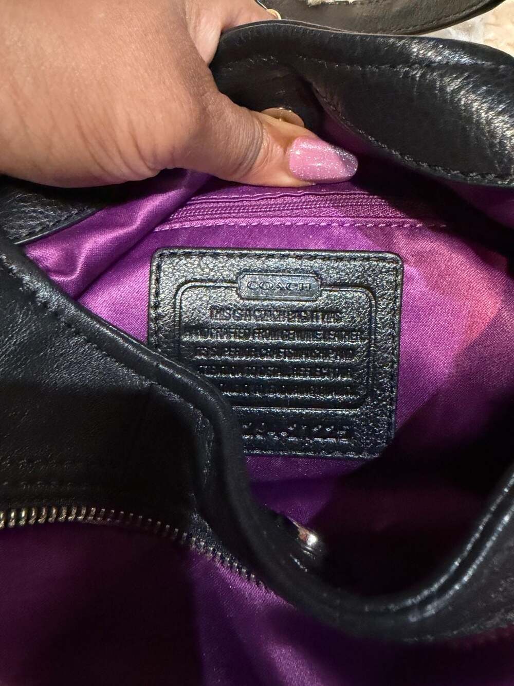 Coach Black Pebbled Leather Julia Hobo Bag with Silver Hardware - Picture 5 of 7